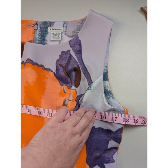 J Peterman Floral Maxi Dress Womens 12 Orange Purple Colorful Wedding Resort - Picture 6 of 8